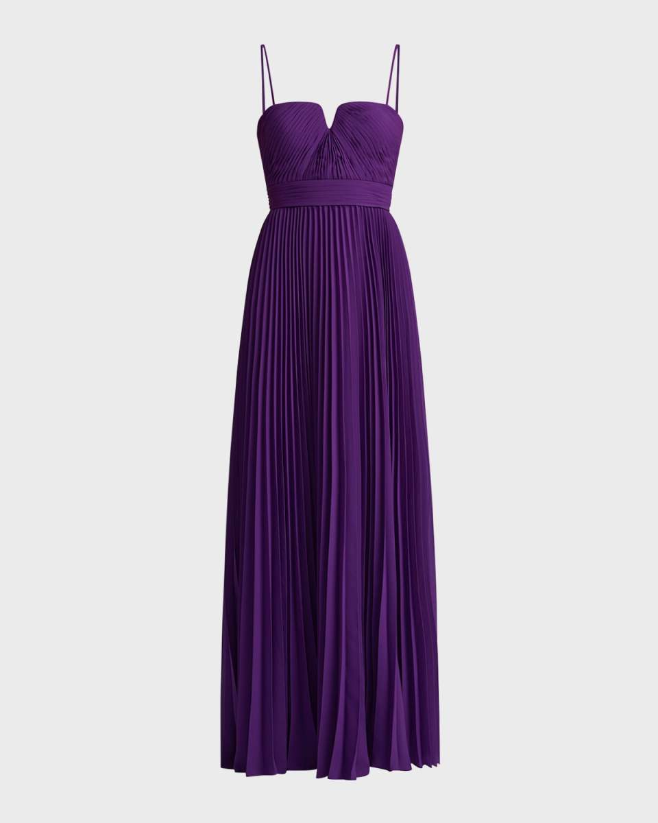 Sleeveless Pleated Chiffon Gown